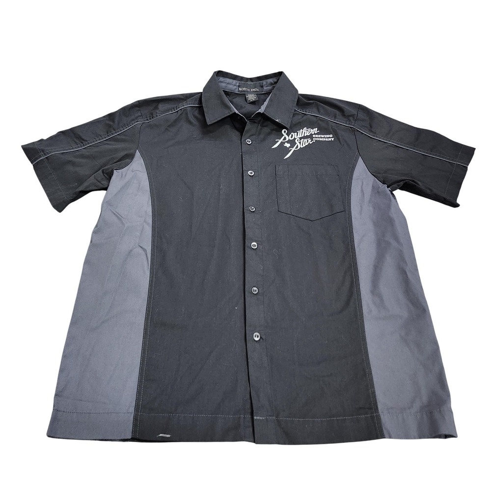 North End Shirt Mens Medium Black Colorblock Short Sleeve Button Southern Star